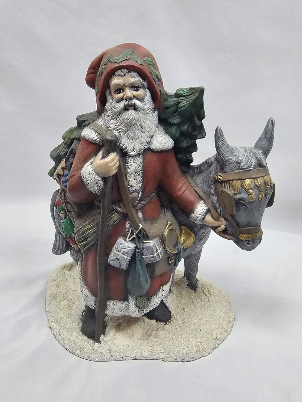 Vtg Old World Santa With Donkey Figurine 10" Tall Christmas Holiday